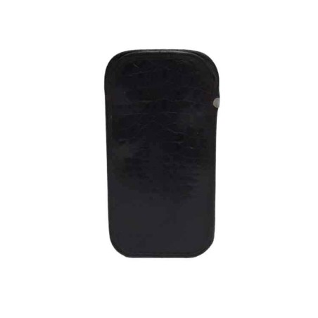 Portaocchiali a busta in pelle nera vintage