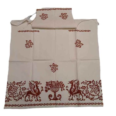 Grembiule da cucina con pettorina e 2 tasche stampa romagnola color ruggine