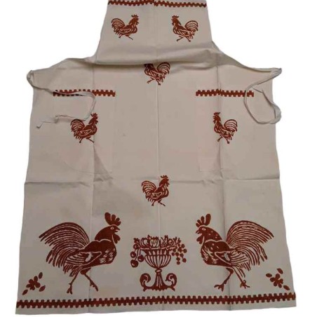 Grembiule da cucina con pettorina e 2 tasche stampa romagnola Gallo color ruggine