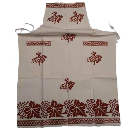 Grembiule da cucina con pettorina e 2 tasche stampa romagnola color ruggine