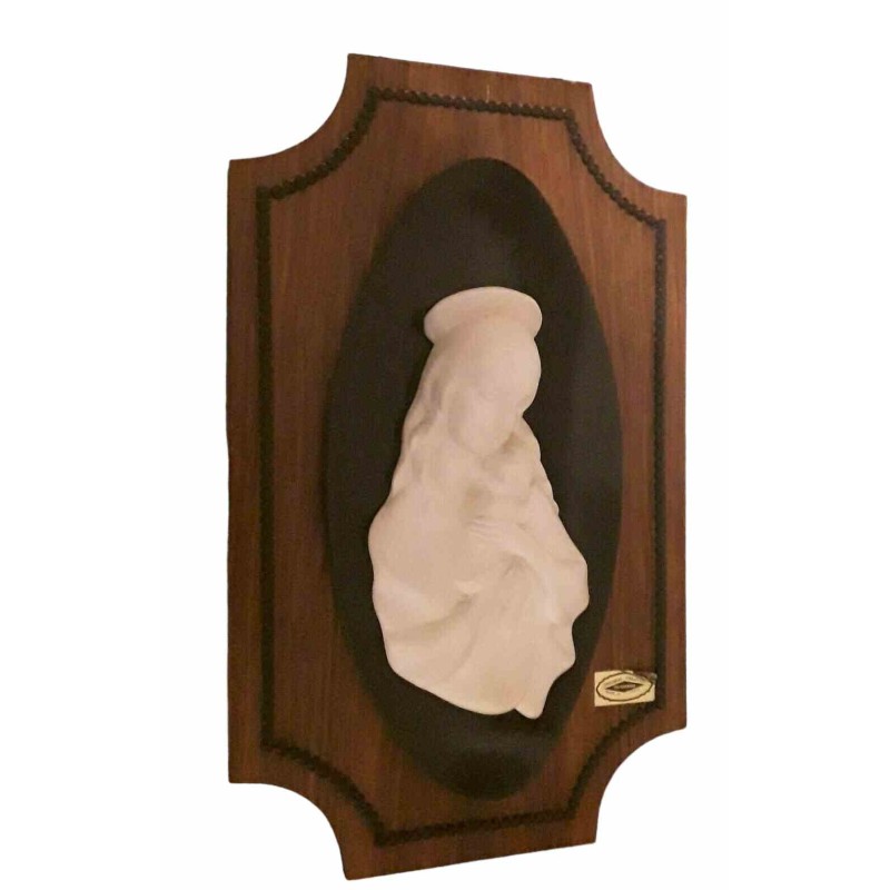 Scultura raffigurante la Madonna in gesso su base pallissandro 43,5x26 cm