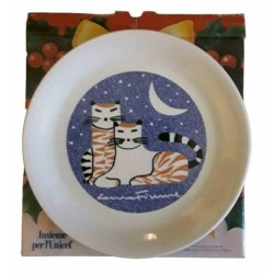 Piatto ceramica di Laura Fiume - Unicef soggetto gatti 24 cm