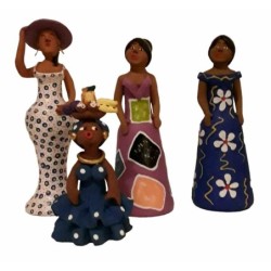 4 Statuine in terracotta Brasiliane h.13-18-18-20 cm