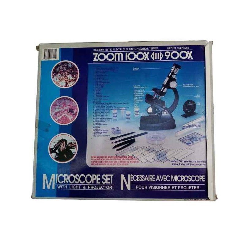 Gioco da tavolo educativo microscopio zoom 100x 900x + 8 anni 63 pz